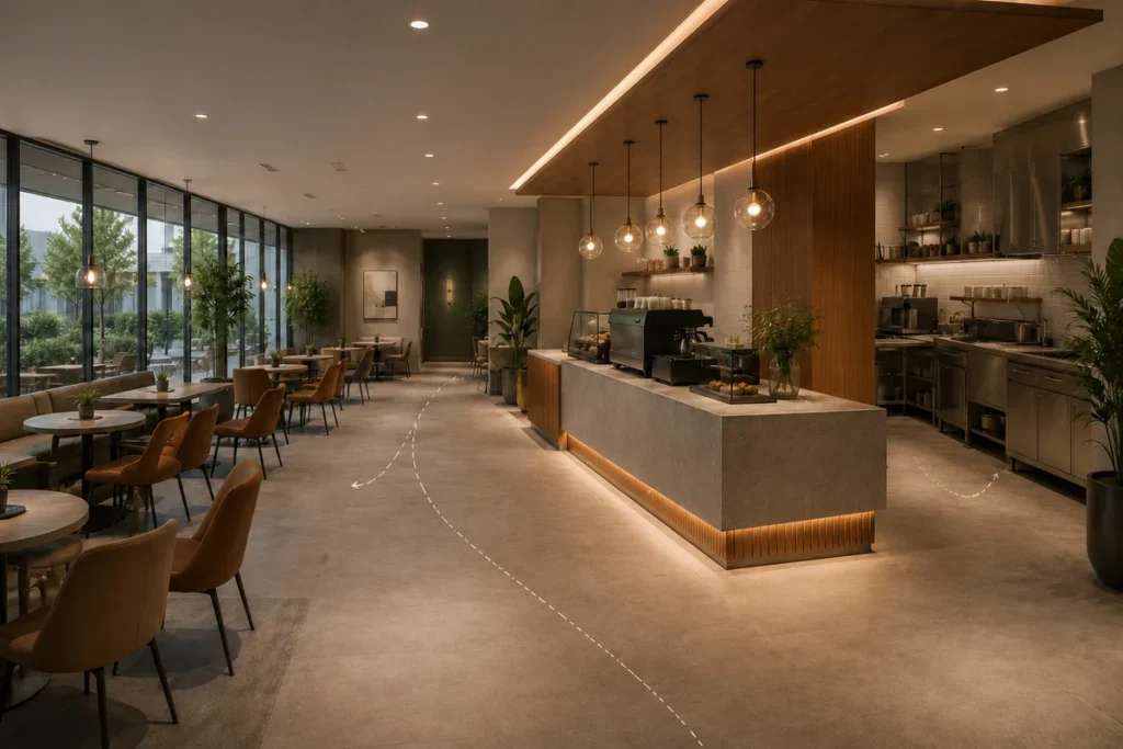 Cafe zoning and service flow