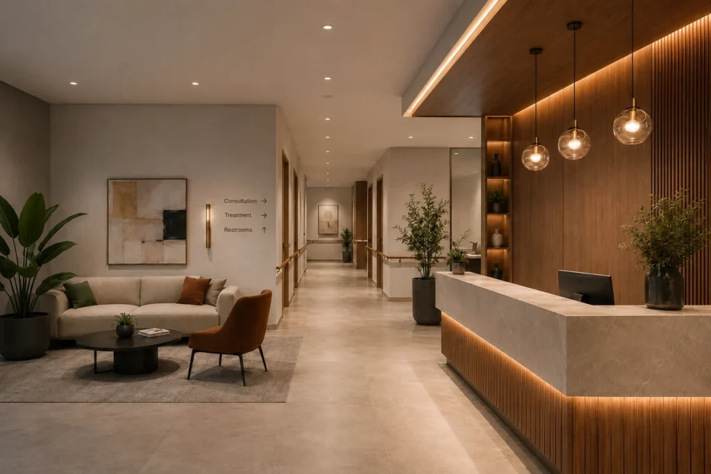 Clinic wayfinding and reception design