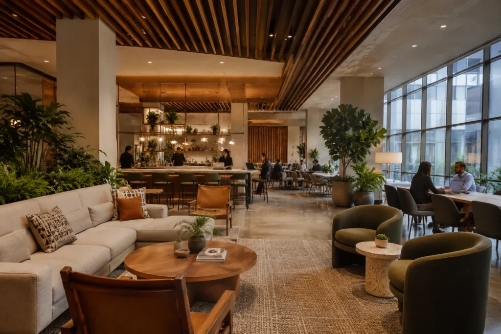 Biophilic hospitality-inspired lounge