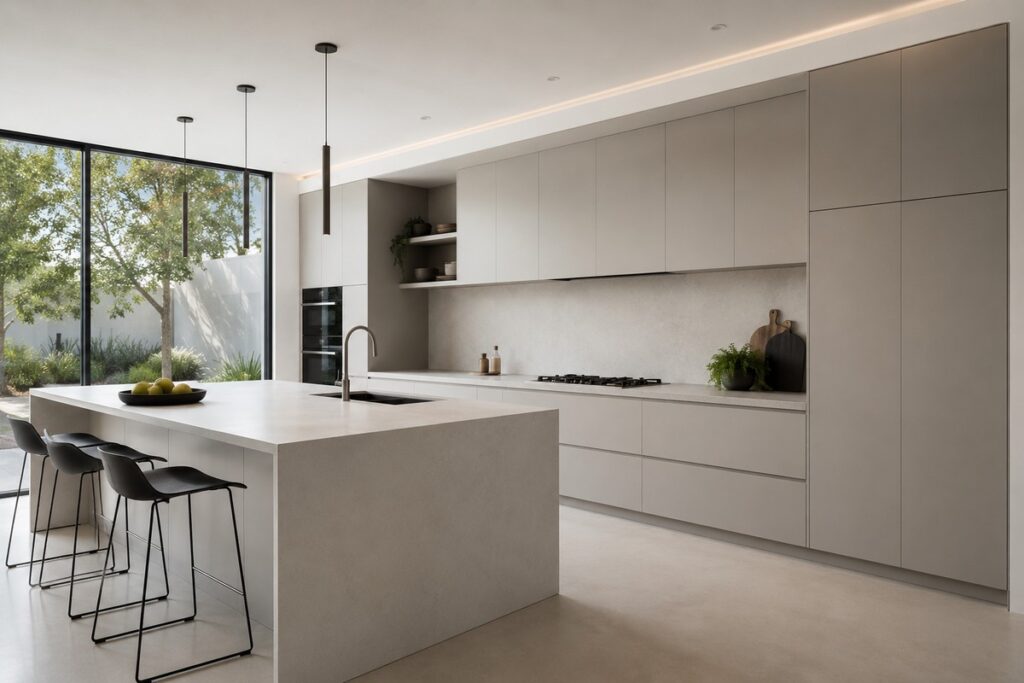 Modern kitchen with frameless cabinets