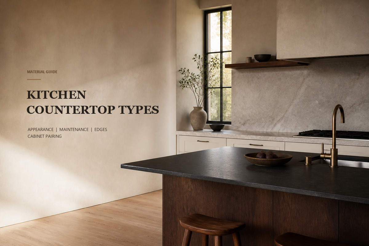 Kitchen Countertop Types: Appearance, Maintenance, Edges, and Cabinet Pairing
