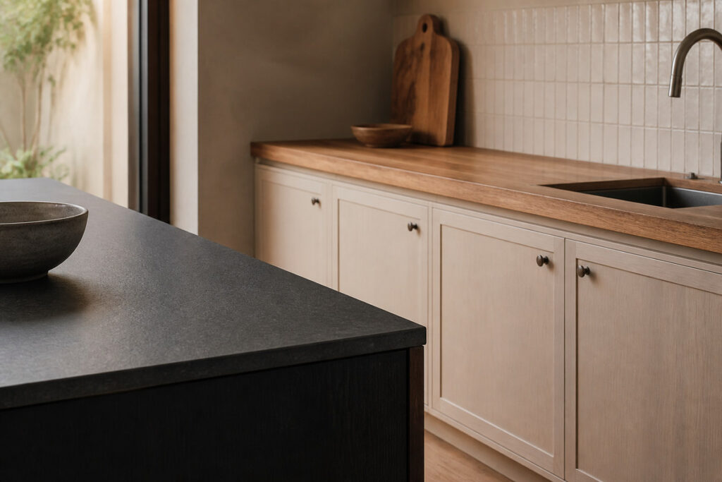 Kitchen island with a different wood countertop