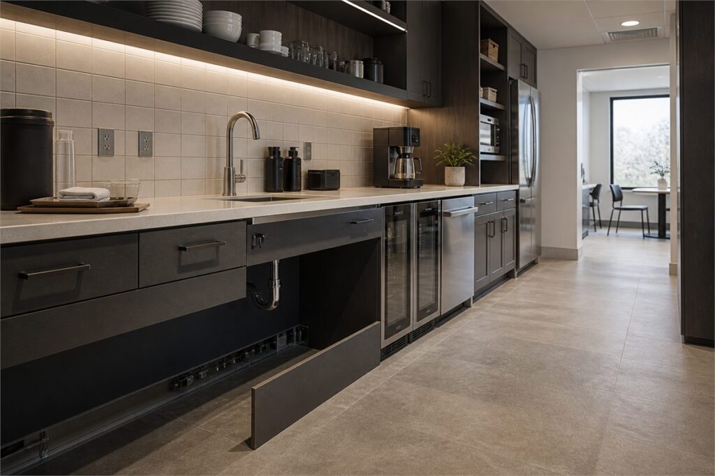 Commercial cabinet workflow and service access