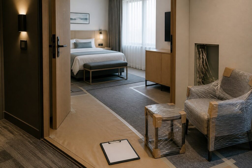[下载图片](C:/Users/Admin/Desktop/GEORGE INTERIOR Design/outputs/ffe-in-construction-images-2026-08-20/ffe-installation-handover.jpg)FF&E delivery and handover staging