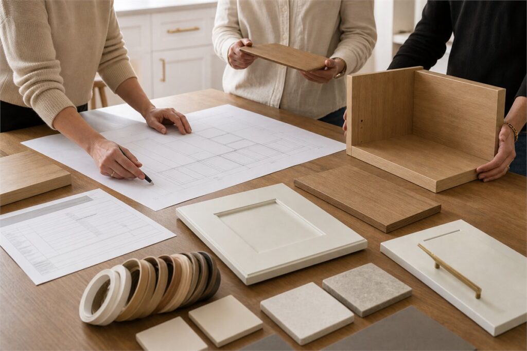 [components-review.jpg](C:/Users/Admin/Desktop/GEORGE INTERIOR Design/outputs/kitchen-cabinet-materials-images/kitchen-cabinet-components-specification-review.jpg)Cabinet components and material schedule review