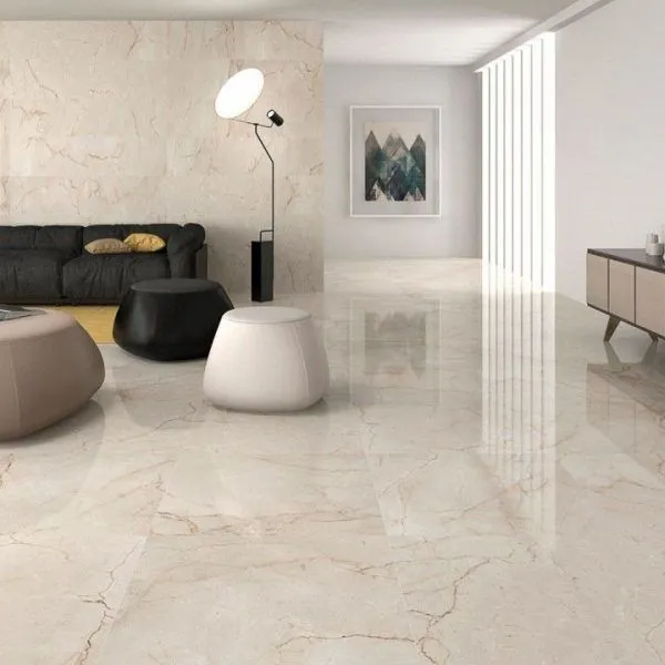 Large-format interior tile flooring