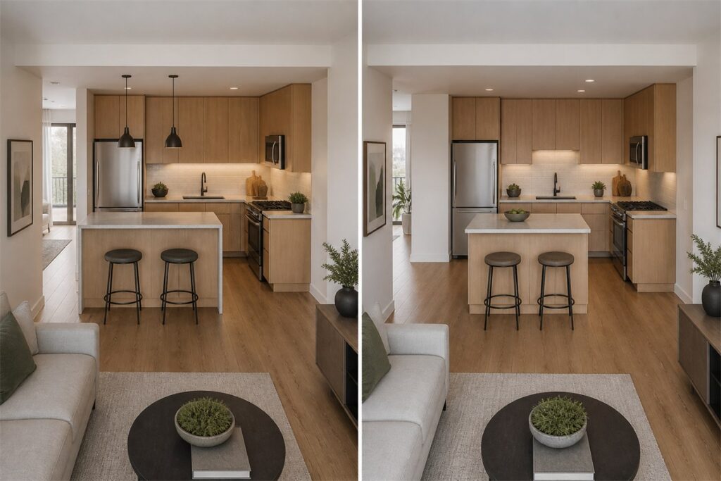 Peninsula vs island kitchen layout