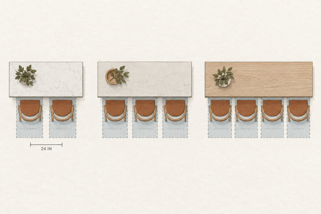 24-inch island seating layout