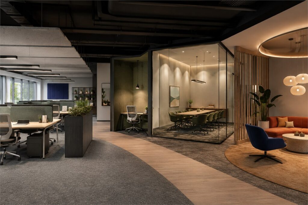 Zoned office lighting for shared work areas