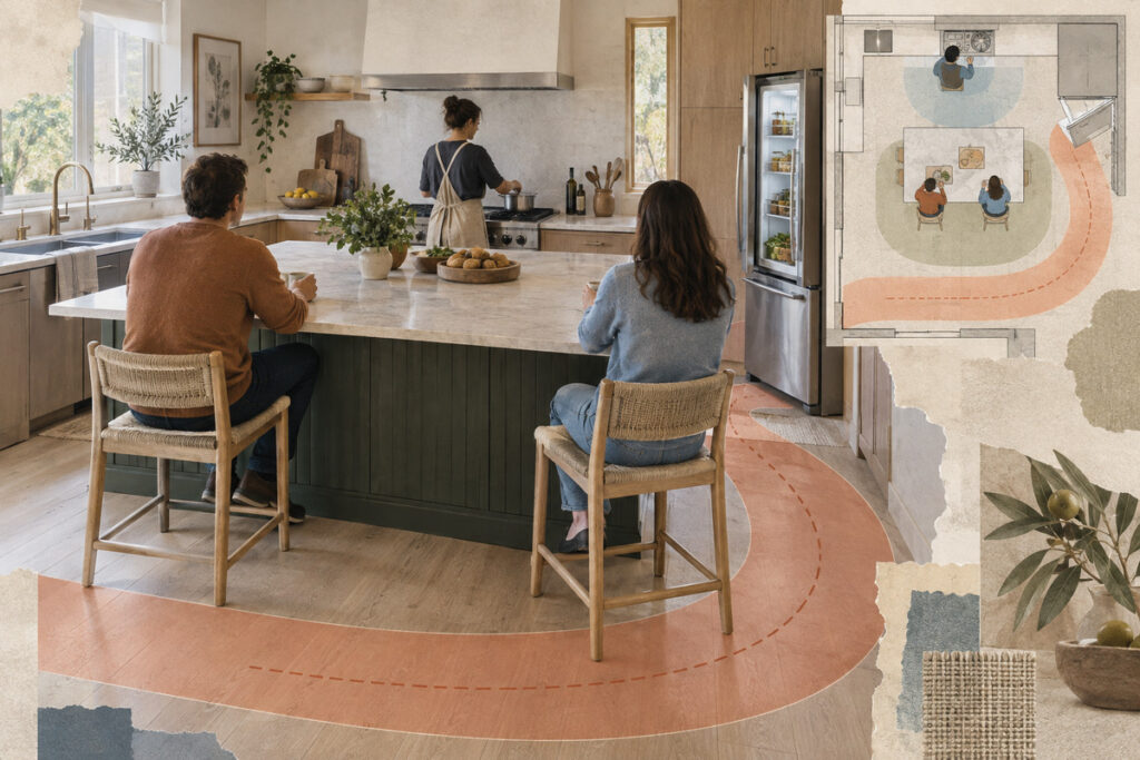 Kitchen island traffic test
