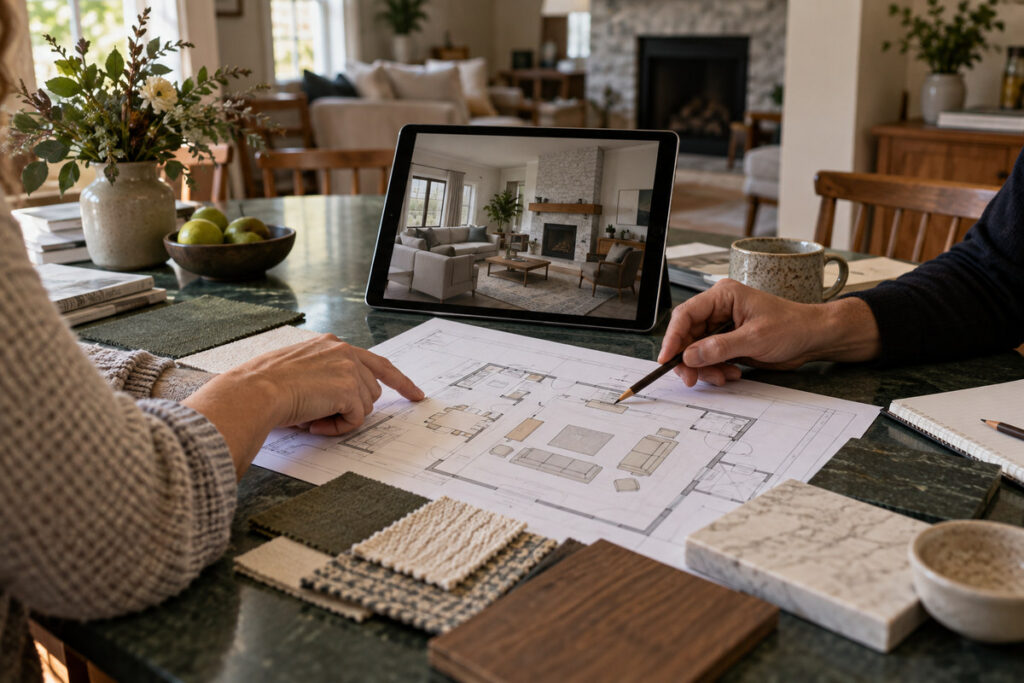 Floor plan and finish samples for renovation