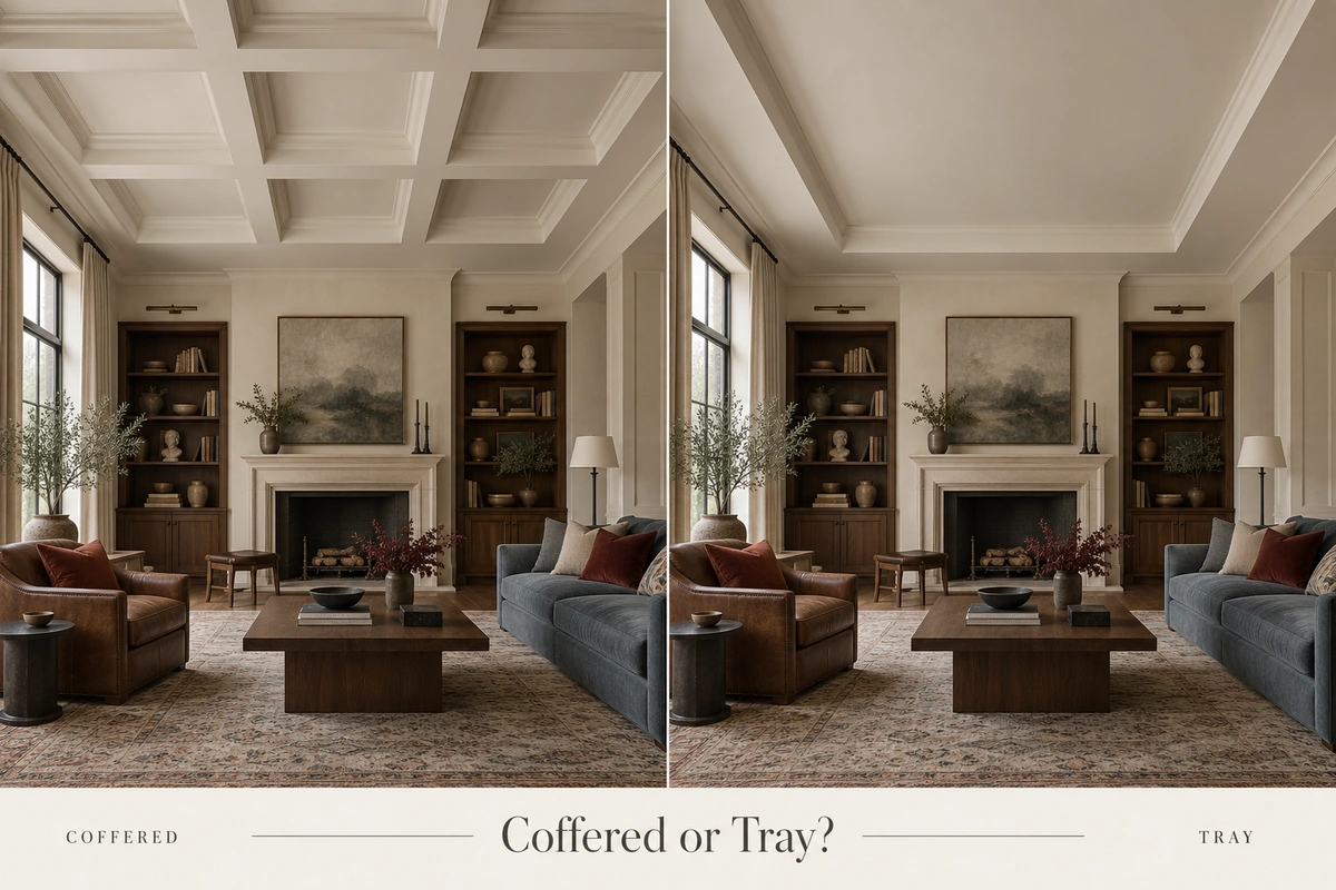 Coffered Ceiling vs. Tray Ceiling: Which Fits Your Room?
