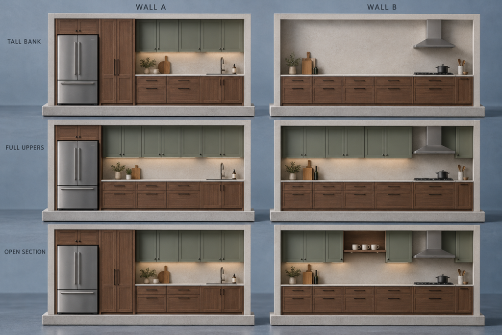 Galley kitchen cabinet combinations