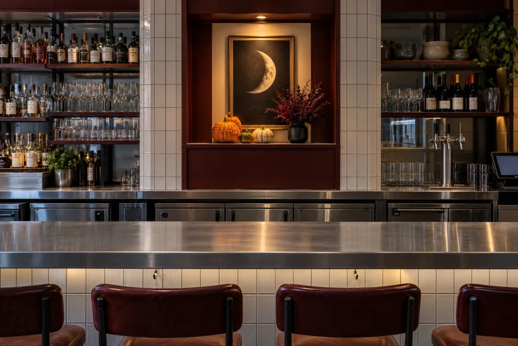 Halloween back bar display with a clear counter